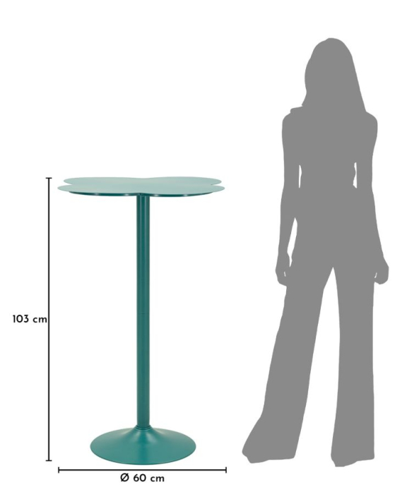 Masă înaltă de bar din metal verde petrol cu blat rotund decorativ [6]