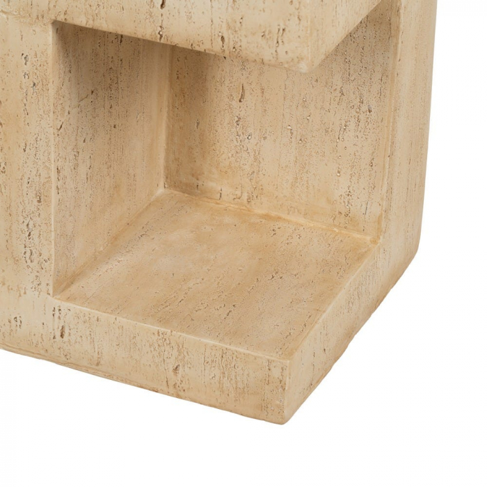 Masă laterală C bej – design sculptural și textură naturală [7]