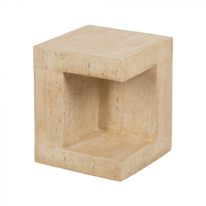 Masă laterală C bej – design sculptural și textură naturală [2]