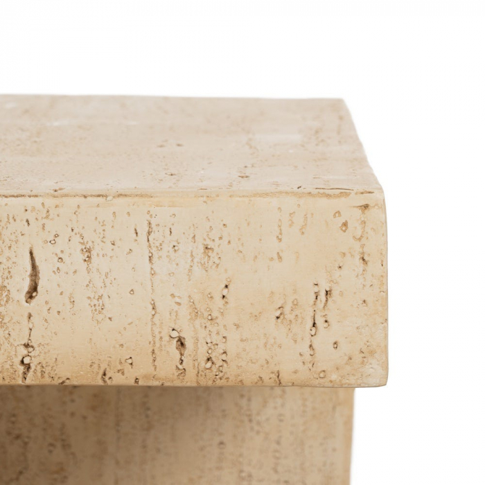 Masă laterală C bej – design sculptural și textură naturală [5]