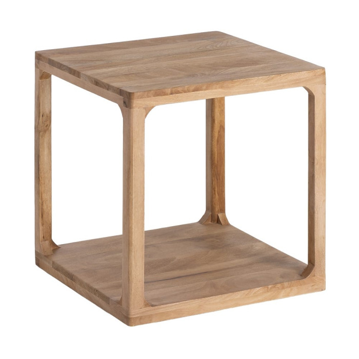Masă laterală din lemn de mango cu structură cubică natur [3]