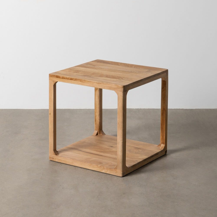 Masă laterală din lemn de mango cu structură cubică natur [2]