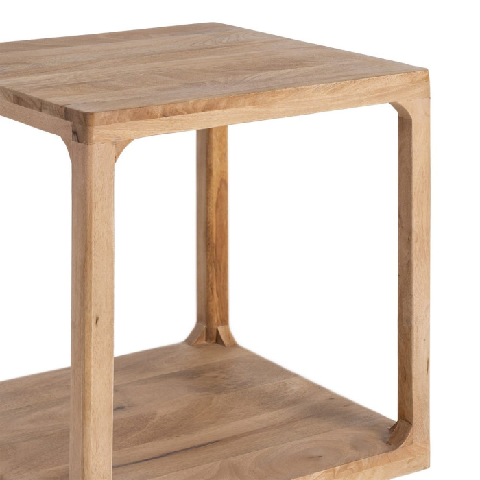 Masă laterală din lemn de mango cu structură cubică natur [4]