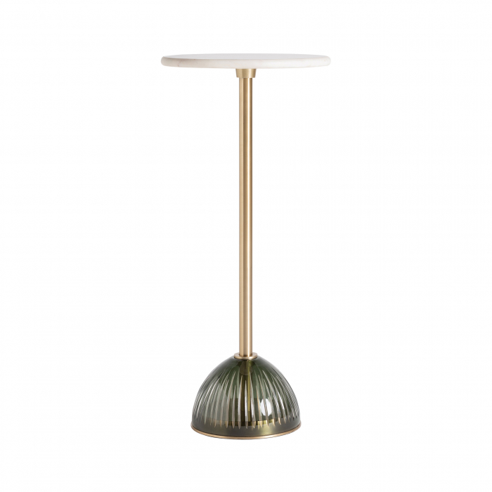Masă Murano din marmură albă, sticlă verde și structură aurie – design delicat și expresiv. [1]