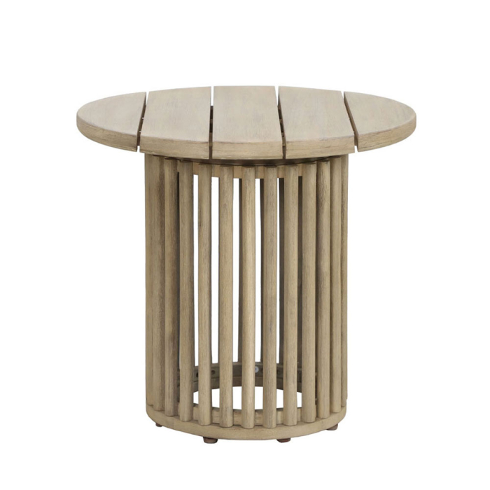 Masă laterală rotundă din lemn de acacia bej [7]