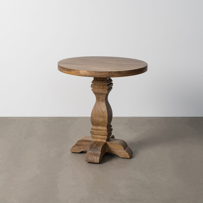 Masă laterală rotundă lemn masiv de mango rustic elegant [2]