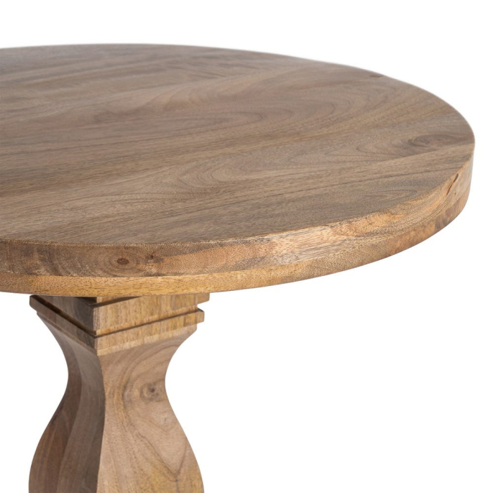 Masă laterală rotundă lemn masiv de mango rustic elegant [2]