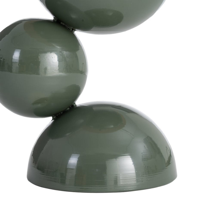 Masă laterală rotundă lemn și metal verde sculpturală [6]