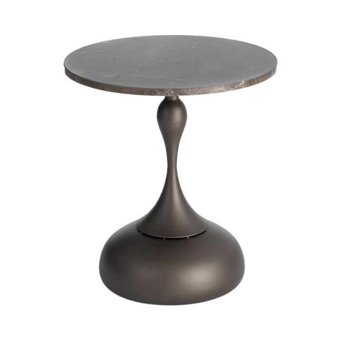 Masă laterală rotundă marmură neagră bază sculpturală [8]