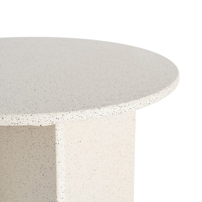 Masă laterală rotundă MDF alb terrazzo [3]