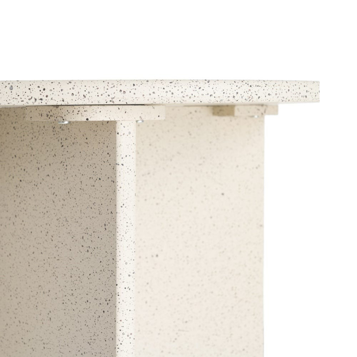 Masă laterală rotundă MDF alb terrazzo [5]