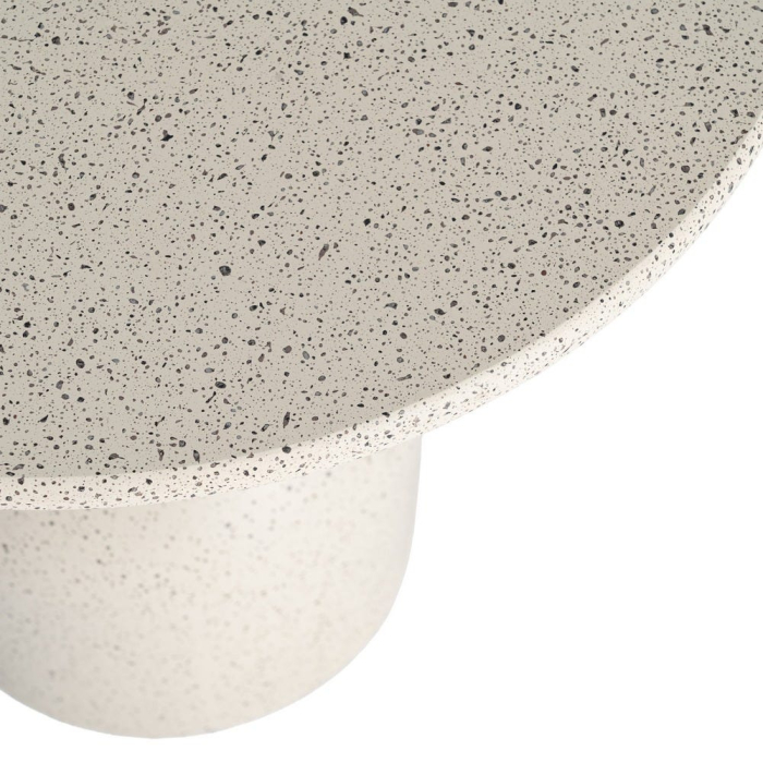 Masă laterală rotundă albă cu finisaj terrazzo [5]