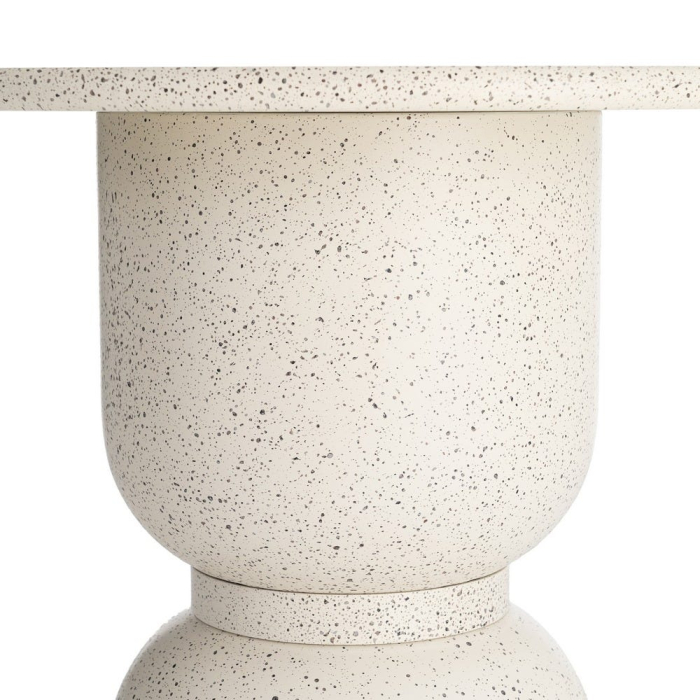 Masă laterală rotundă albă cu finisaj terrazzo [6]