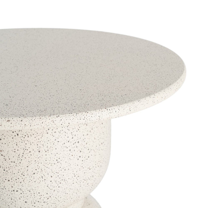 Masă laterală rotundă albă terrazzo bază volumetrică [4]