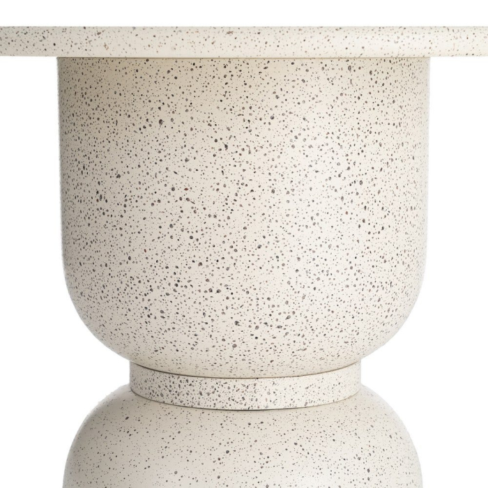 Masă laterală rotundă albă terrazzo bază volumetrică [6]