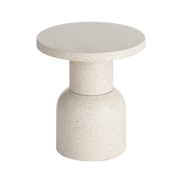 Masă laterală rotundă metal alb terrazzo bază cilindrică [2]