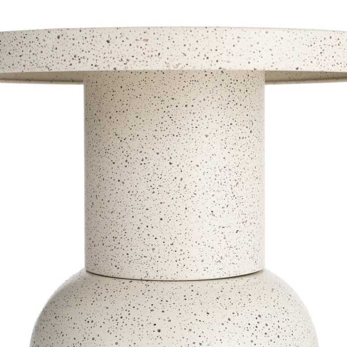 Masă laterală rotundă metal alb terrazzo bază cilindrică [6]