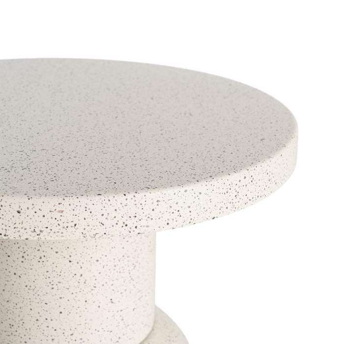 Masă laterală rotundă metal alb terrazzo bază cilindrică [4]