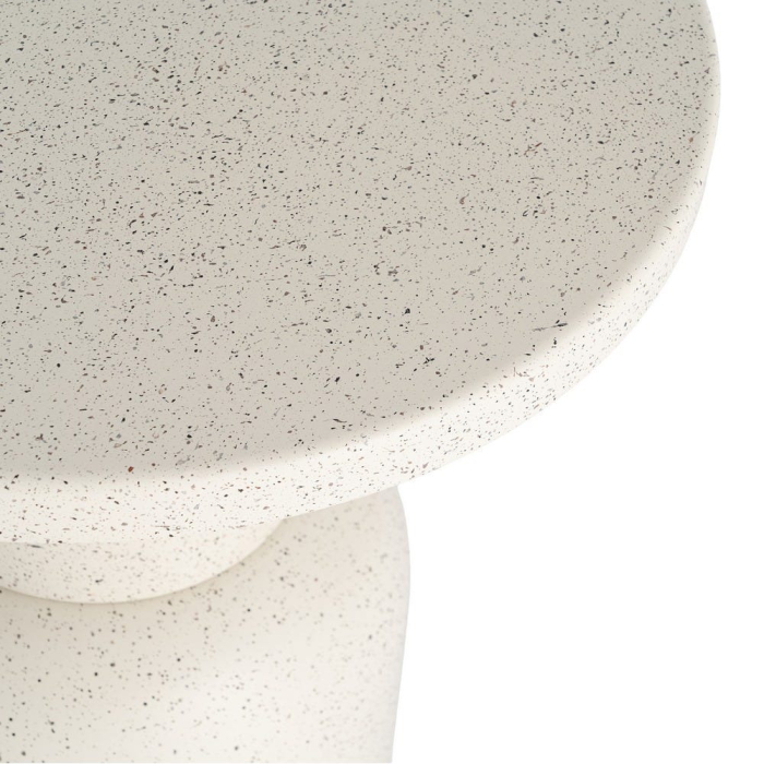 Masă laterală rotundă metal alb terrazzo bază volumetrică [4]