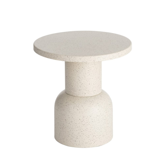 Masă laterală rotundă metal alb terrazzo bază volumetrică [8]