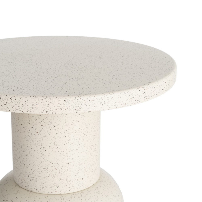 Masă laterală rotundă metal alb terrazzo bază volumetrică [3]