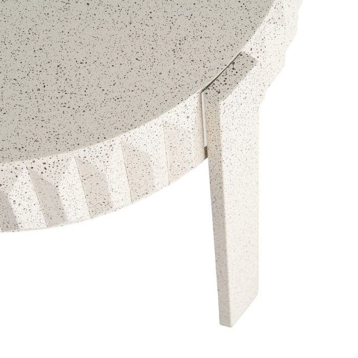 Masă laterală rotundă metal alb terrazzo sculptată [4]