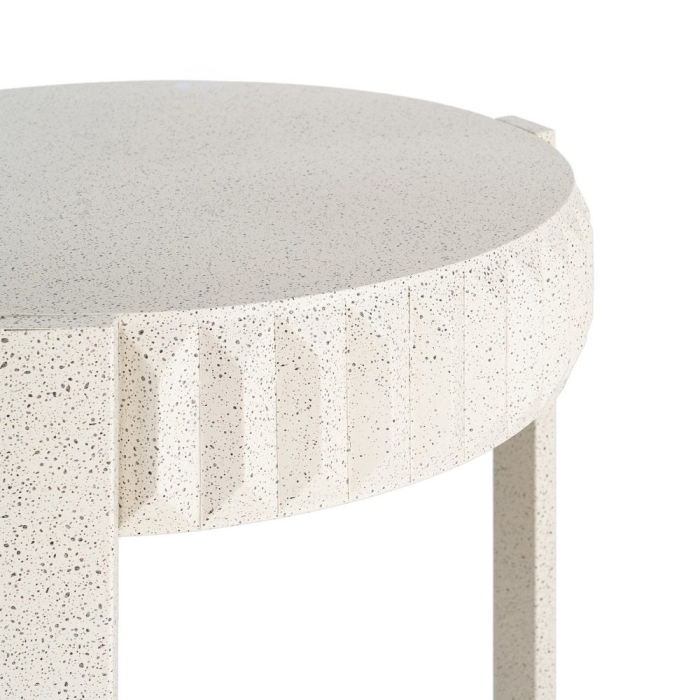 Masă laterală rotundă metal alb terrazzo sculptată [3]