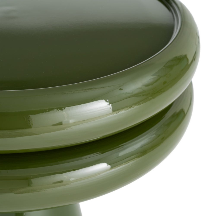 Masă laterală rotundă verde cu blat inelar dublu [6]