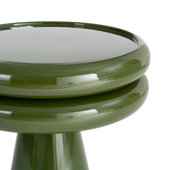 Masă laterală rotundă verde cu blat inelar dublu [4]