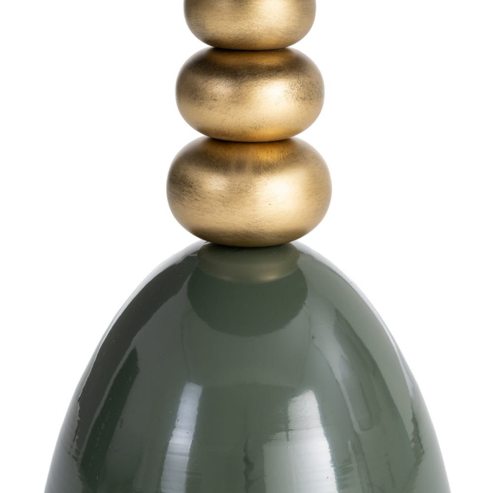 Masă laterală rotundă verde cu blat tip tavă auriu [6]
