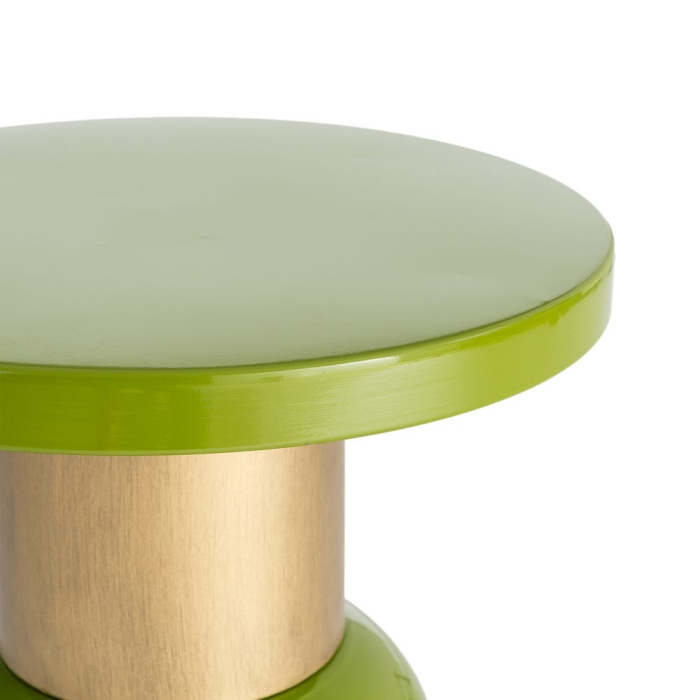 Masă laterală rotundă metal verde lucios detaliu auriu [3]