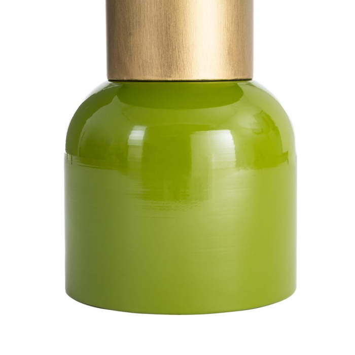 Masă laterală rotundă metal verde lucios detaliu auriu [6]