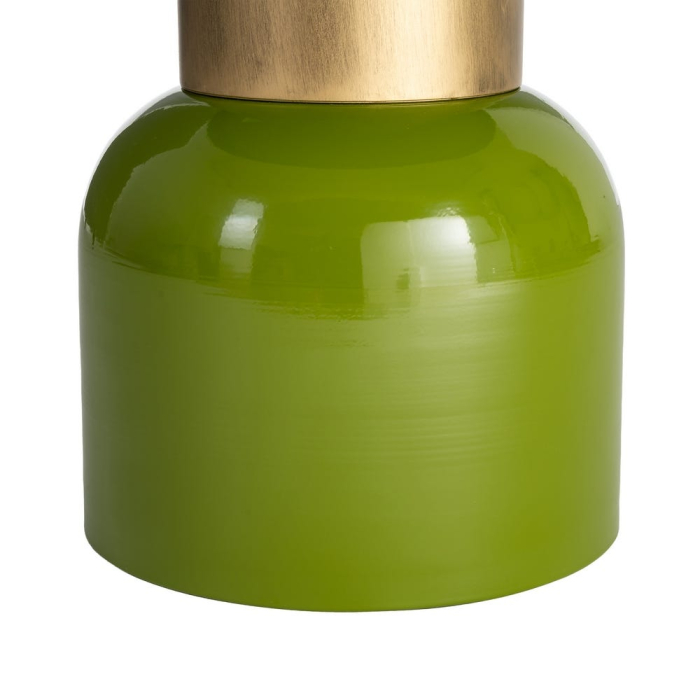 Masă laterală rotundă metal verde lucios detaliu auriu [6]