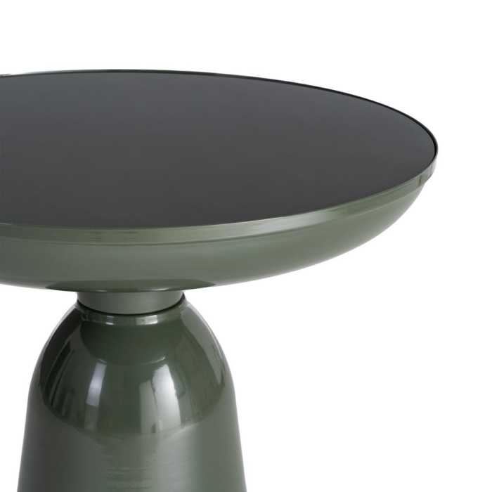 Masă laterală rotundă sticlă verde blat tip tavă [4]