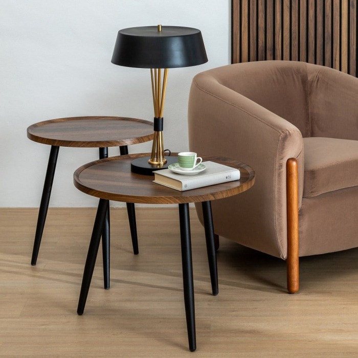 Masă rotundă maro & negru – compactă, simplă, funcțională [9]