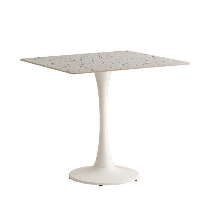 Masă pătrată de dining și grădină din piatră sinterizată cu aspect de terrazzo [3]