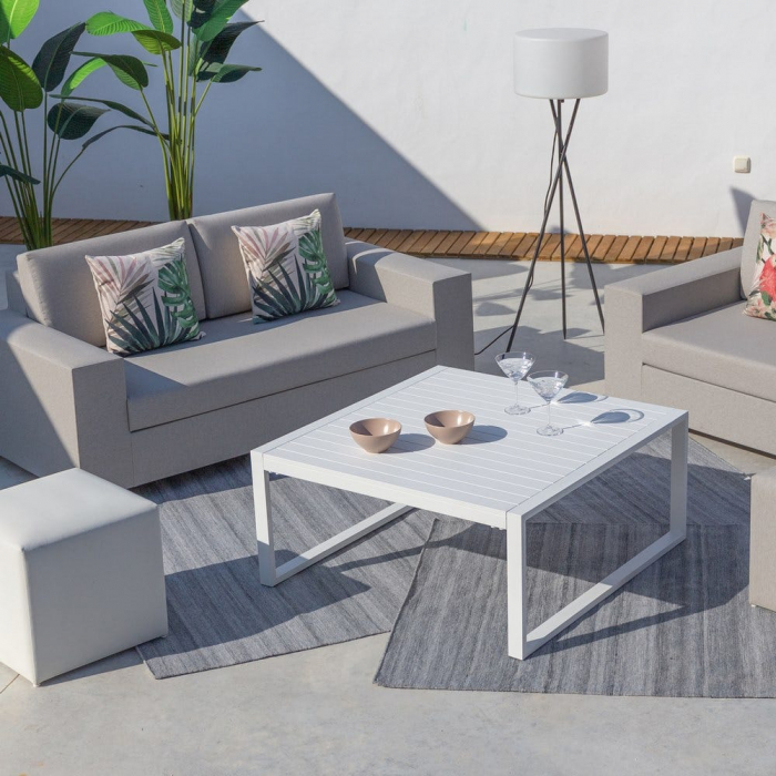 masă IO – aluminiu alb mat, design minimalist, mobilier exterior [4]
