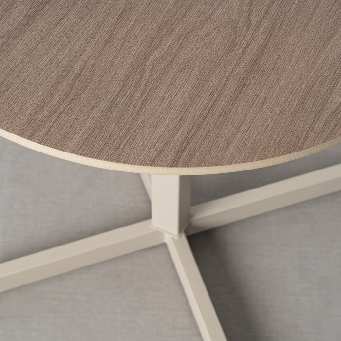 Masă pliabilă rotundă pentru exterior cu blat din polywood cu aspect de lemn și picior central [2]