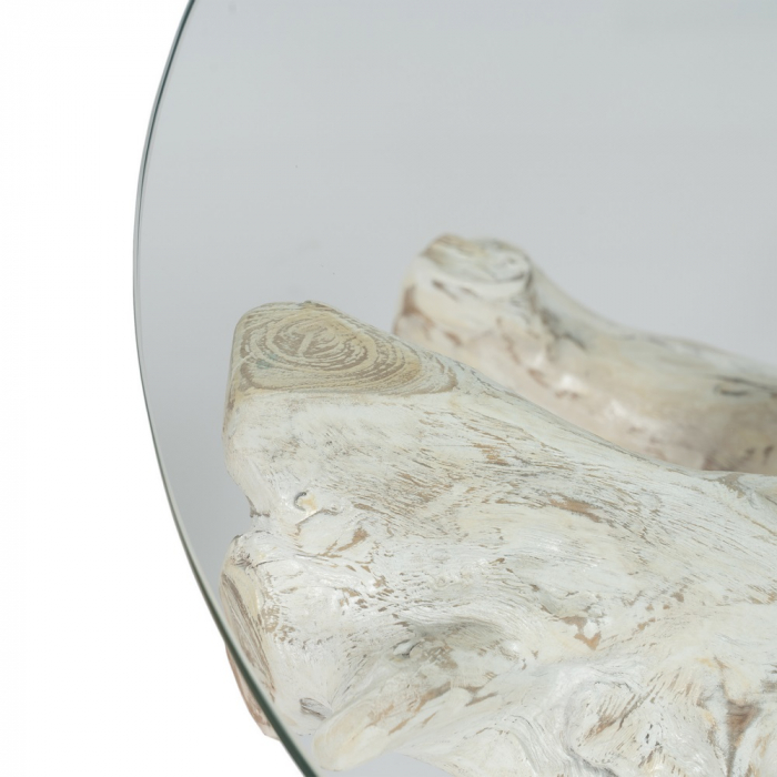 Masa alba patinata sticla shabby chic [4]