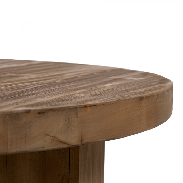 Masuta living rotunda lemn pin reciclat rustica [4]