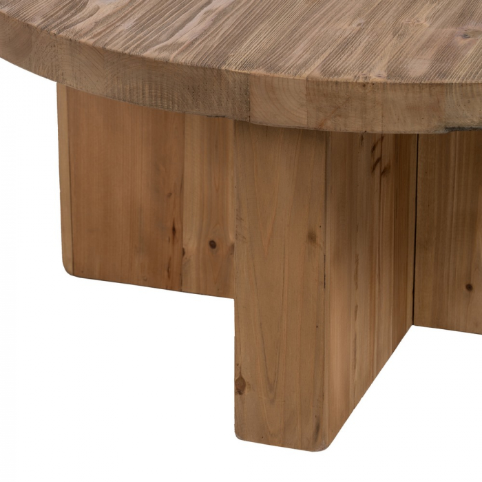 Masuta living rotunda lemn pin reciclat rustica [5]