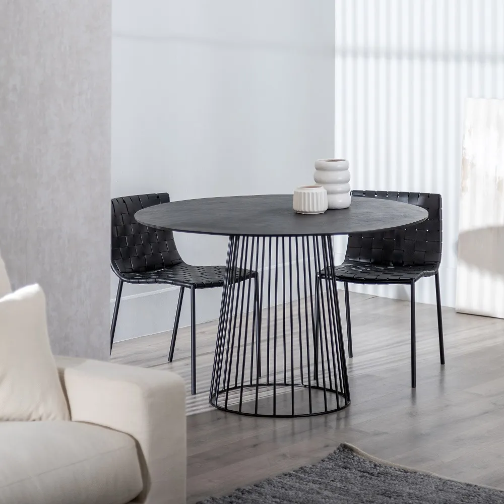 Masa Rotunda Amalia, Metal Aluminiu, Negru - CreativDeco.ro [2]