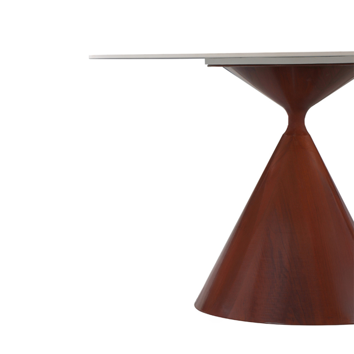 Masă rotundă de dining din ceramică albă cu aspect de marmură [4]