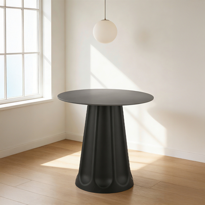 Masă rotundă de dining din ceramică neagră [4]