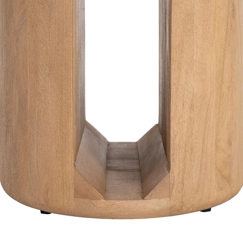 Masă rotundă de dining din lemn de mango cu aspect natural si baza cilindrica [5]