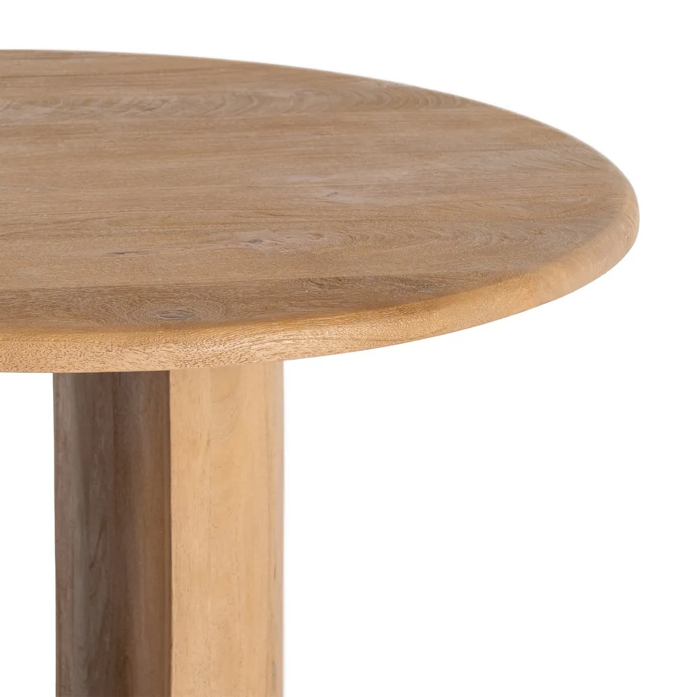 Masă rotundă de dining din lemn de mango cu aspect natural si baza cilindrica [10]