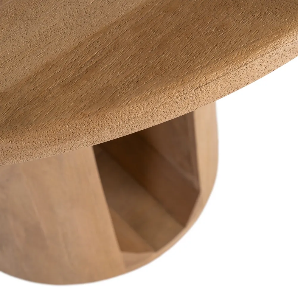 Masă rotundă de dining din lemn de mango cu aspect natural si baza cilindrica [7]