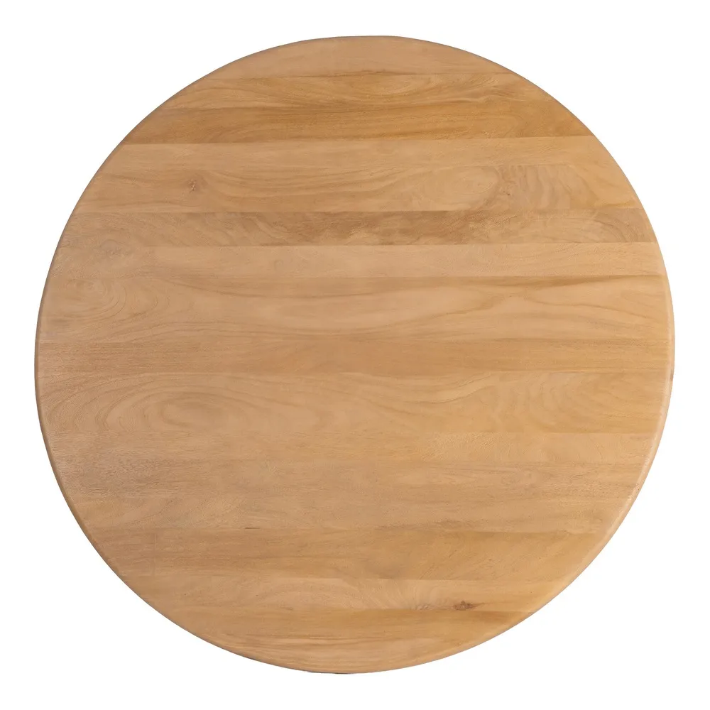 Masă rotundă de dining din lemn de mango cu aspect natural cu baza cilindrica [4]