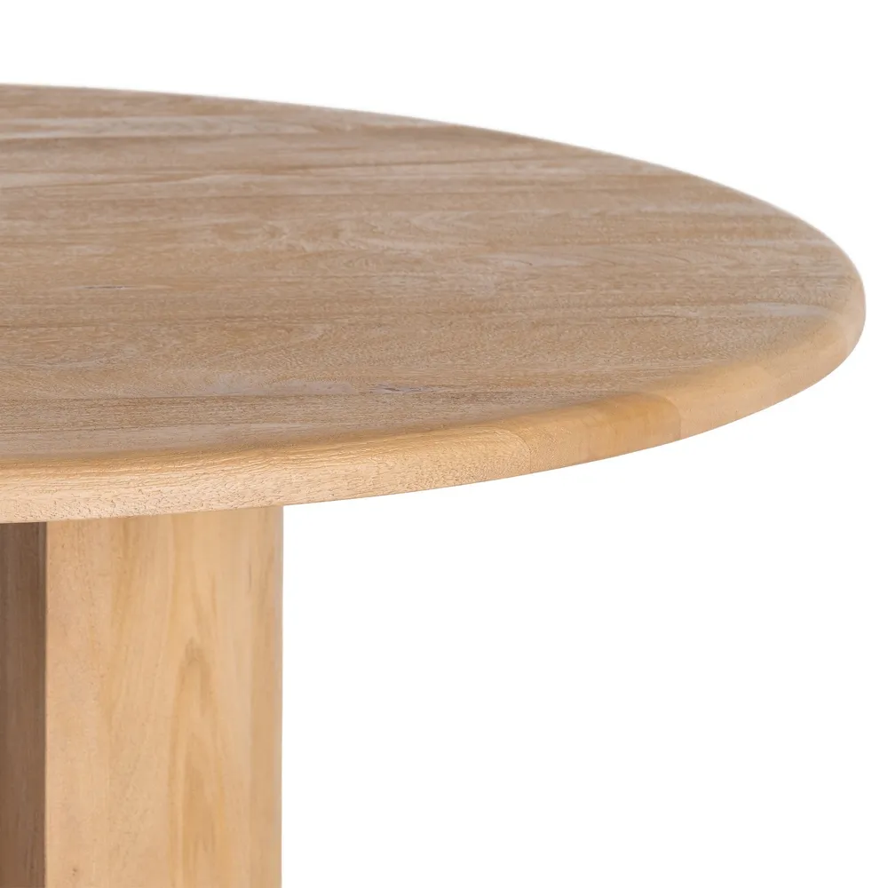 Masă rotundă de dining din lemn de mango cu aspect natural cu baza cilindrica [9]