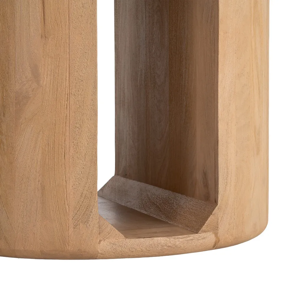 Masă rotundă de dining din lemn de mango cu aspect natural cu baza cilindrica [5]